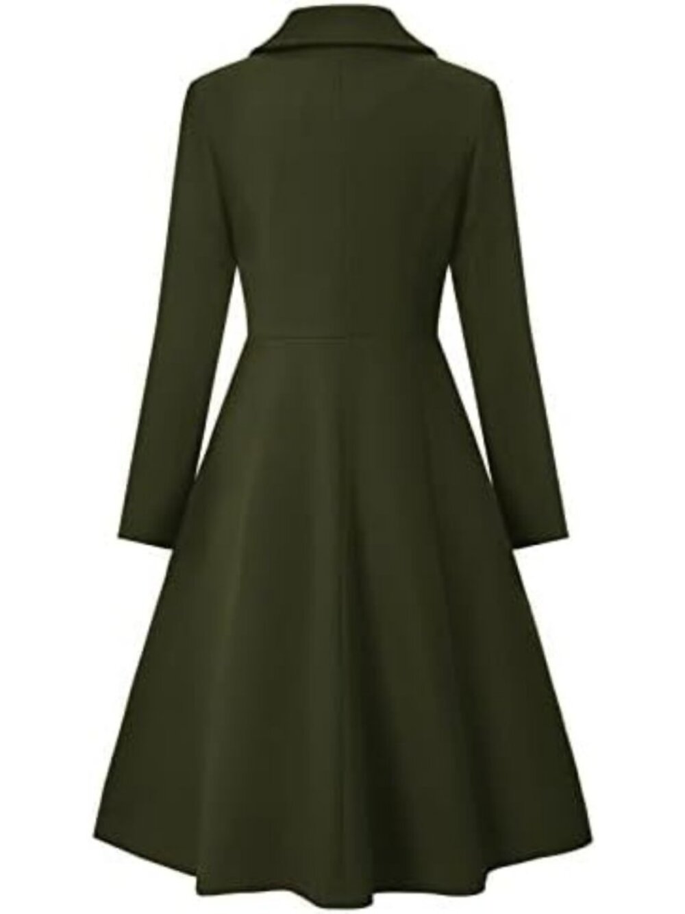 Chic Women's Double Breasted Pea Coat | A-Line Long Winter Trench with Pockets - Picture 3 of 6
